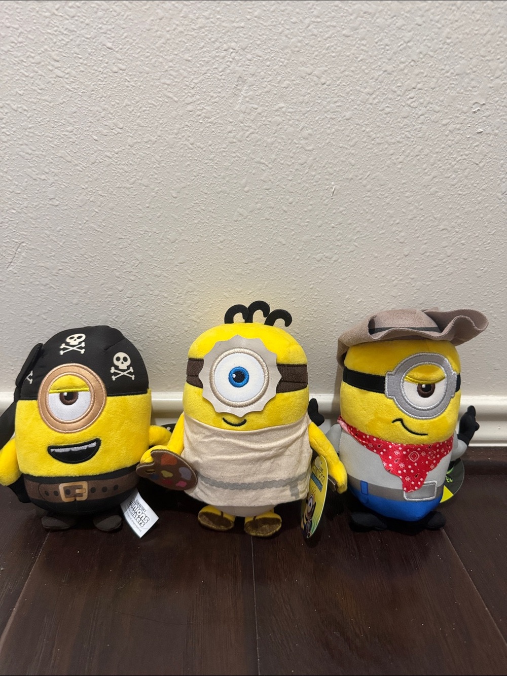 Universal Yellow Minions Plush Trio - Pirate, Artist & Cowboy